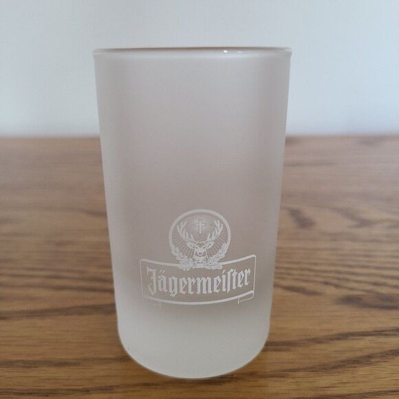 Jagermeister Collectible German Frosted 4cl Tall Shot Glass White Stag Logo - Picture 10 of 10